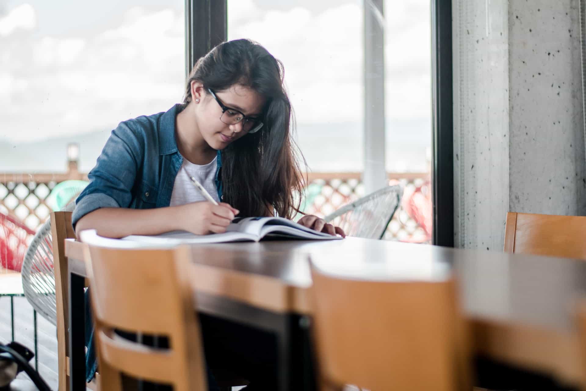 Girl doing homework