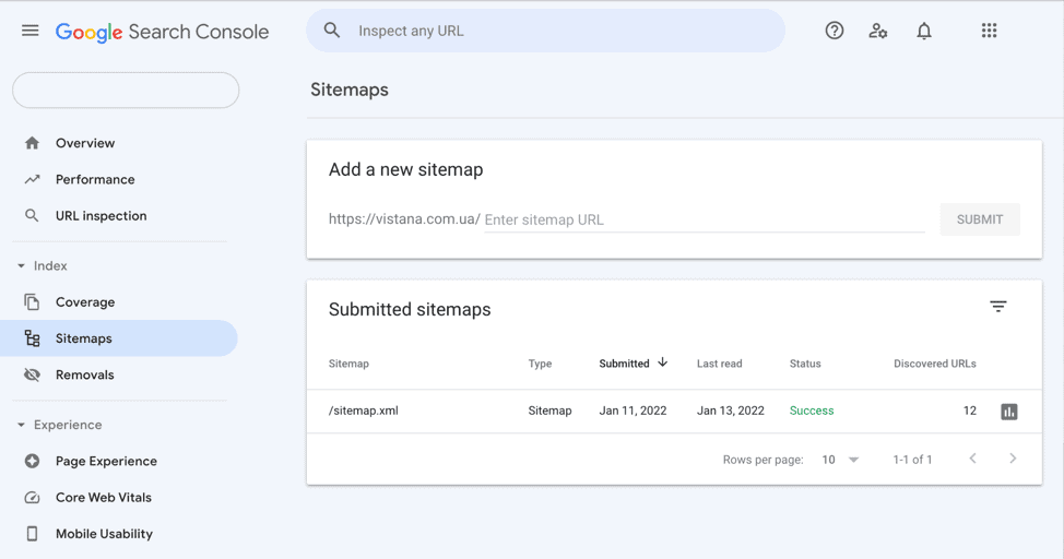 Google Search Console Sitemaps