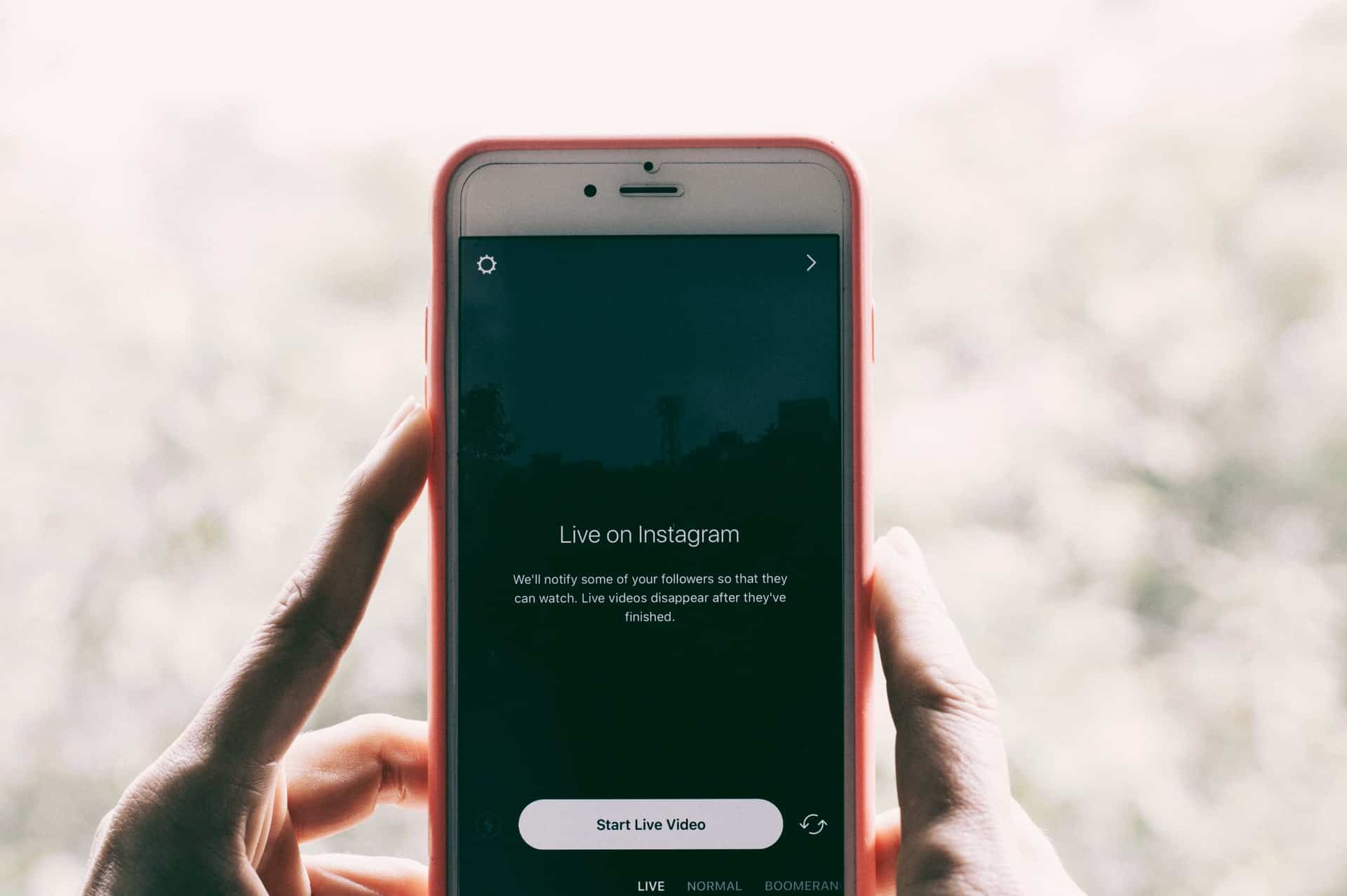 Instagram live video screen