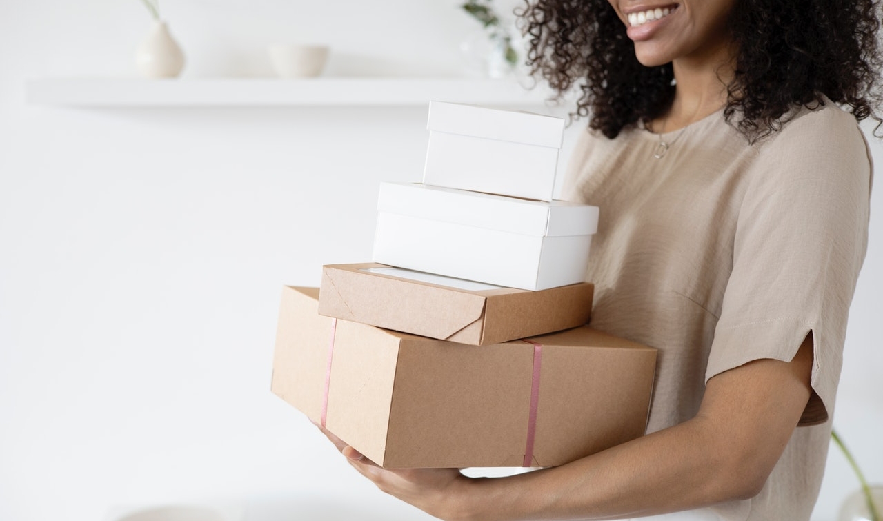 Woman holding boxes