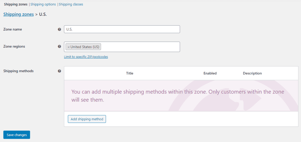 WooCommerce Table Rate Shipping plugin - shipping zones