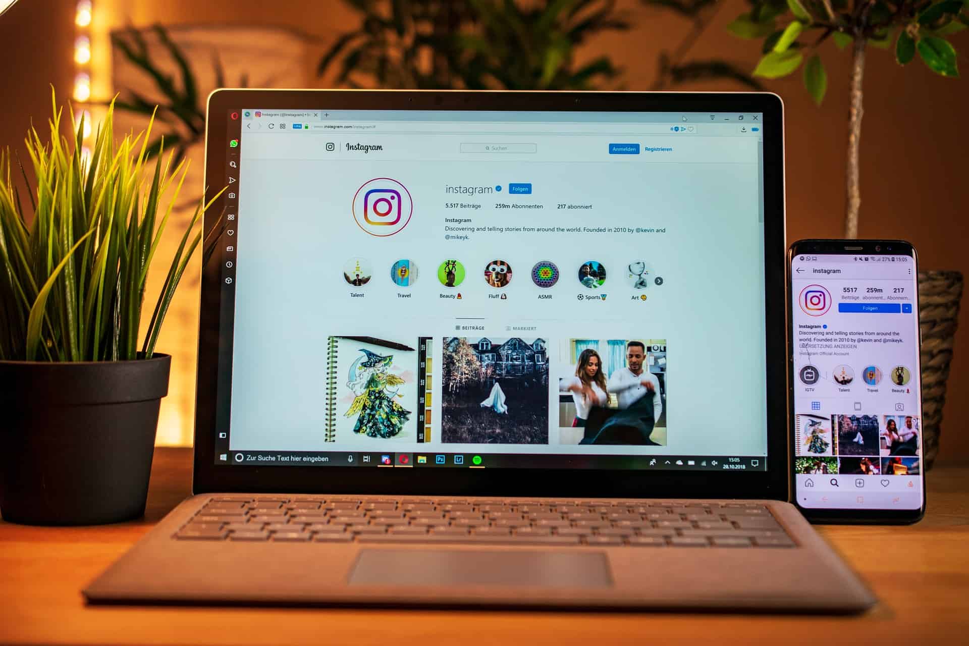 Laptop screen showing Instagram