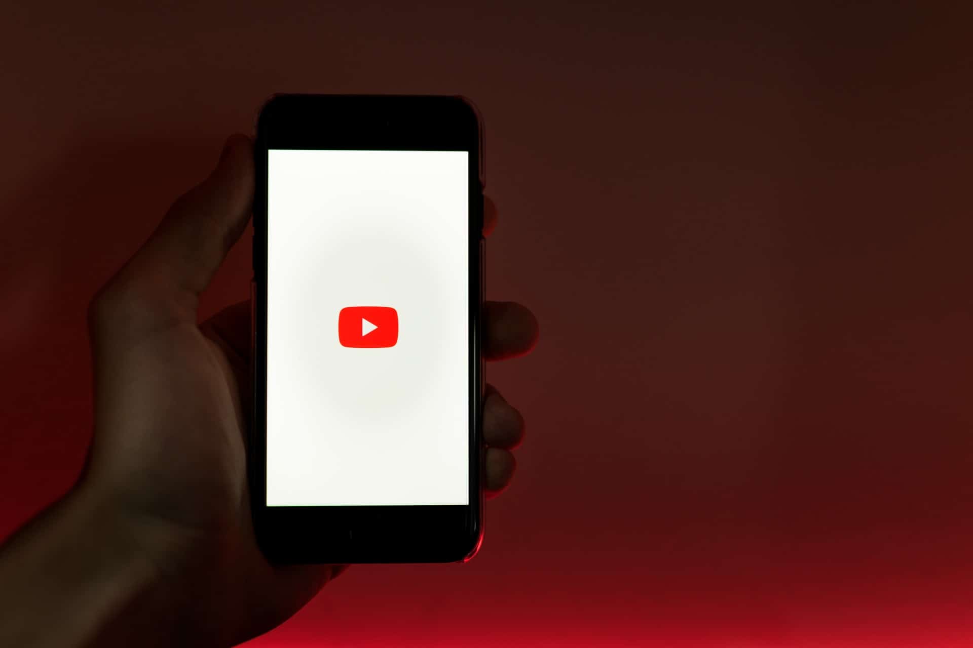 Mobile phone showing YouTube splash screen