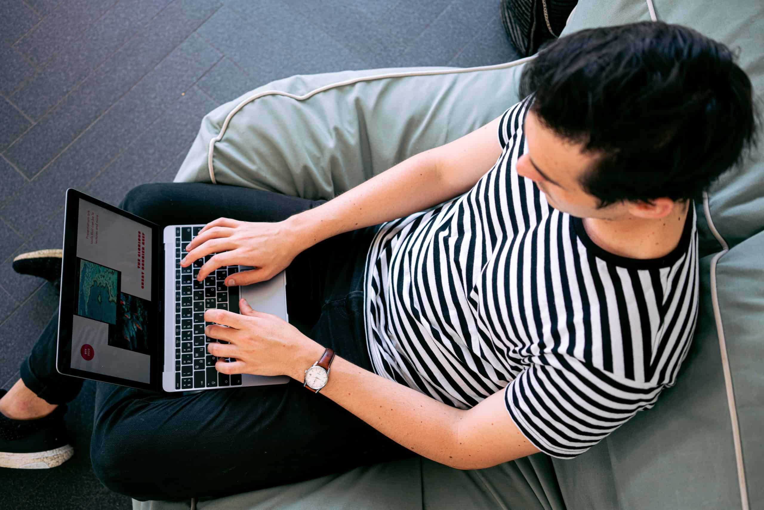 Man using his laptop