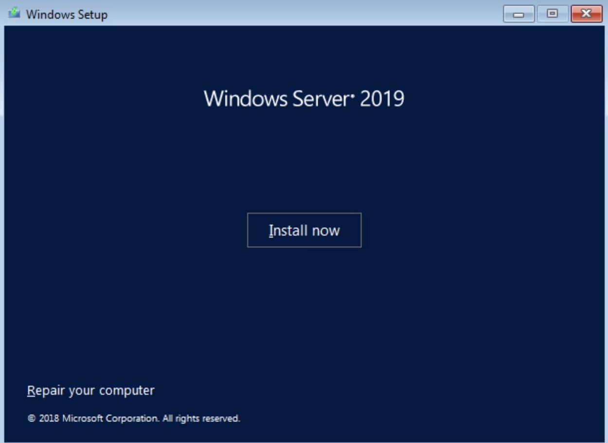 windows server setup 2019