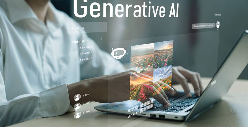 A social media expert interacting with generative AI to polish interactive content and schedule social media publications